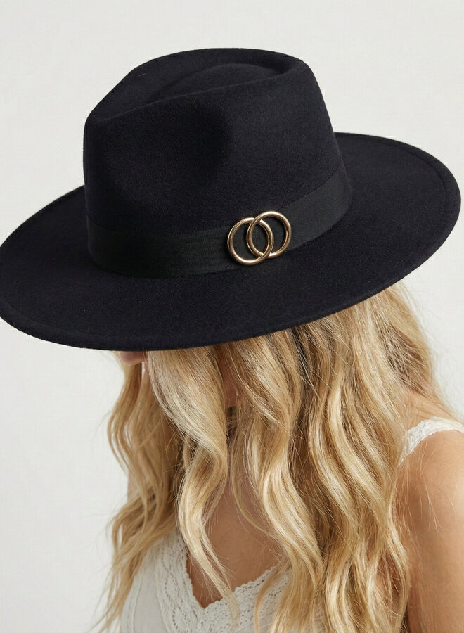 Hoed Chiara stof zwart - Fedora hoed zwart