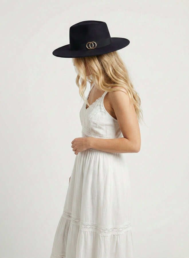 Hoed Chiara stof zwart - Fedora hoed zwart