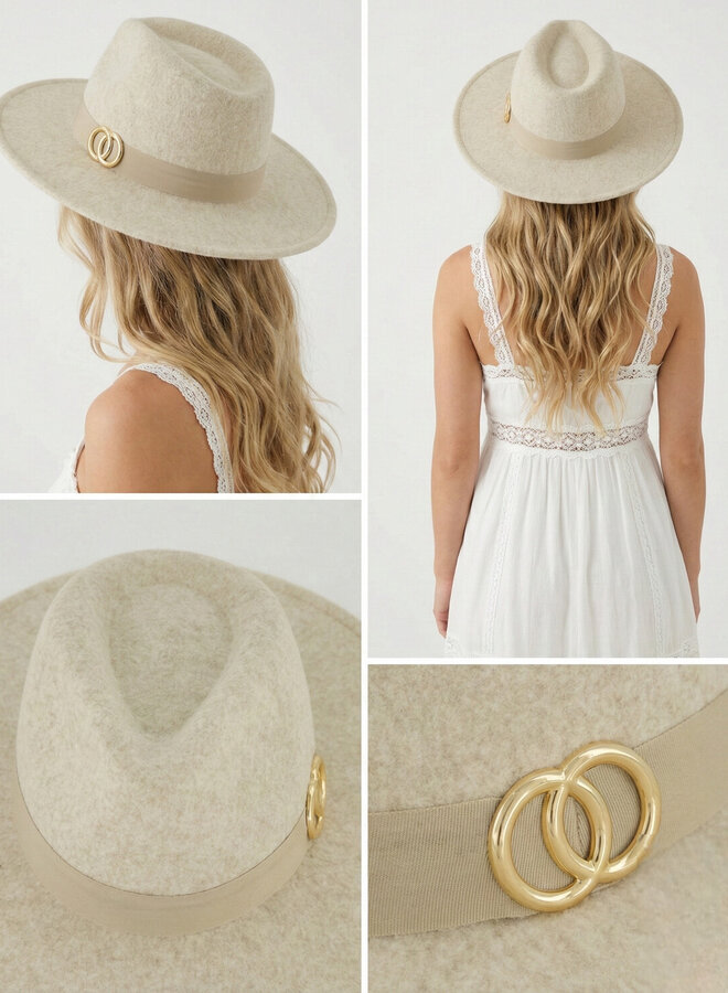 Hoed Chiara stof beige - The Beige Fedora