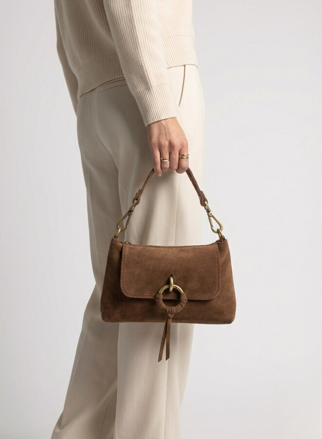 Suede tas Coco taupe