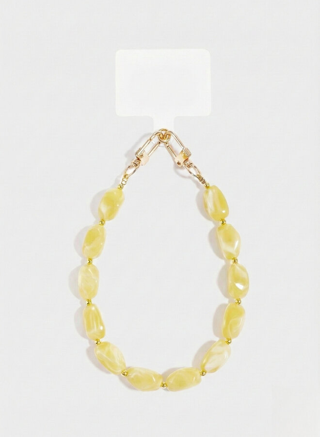 Telefoonkoord kralen stenen creme