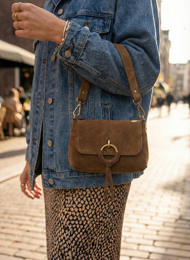 Suede tas Coco taupe