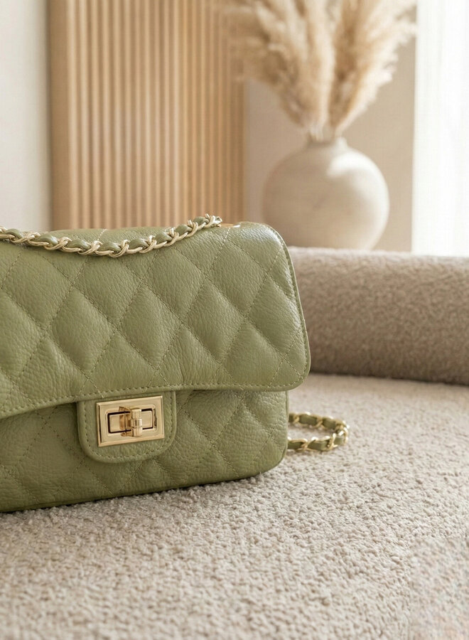 Leren tas Sophia mosgroen