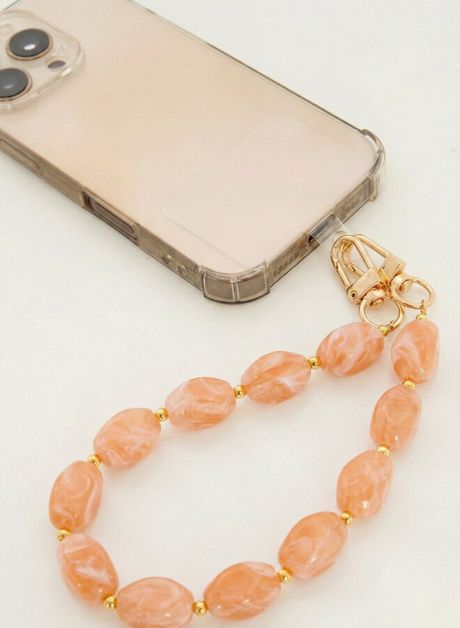 Telefoonkoord kralen stenen koraal