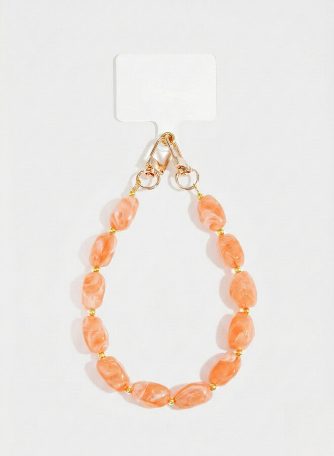 Telefoonkoord kralen stenen koraal