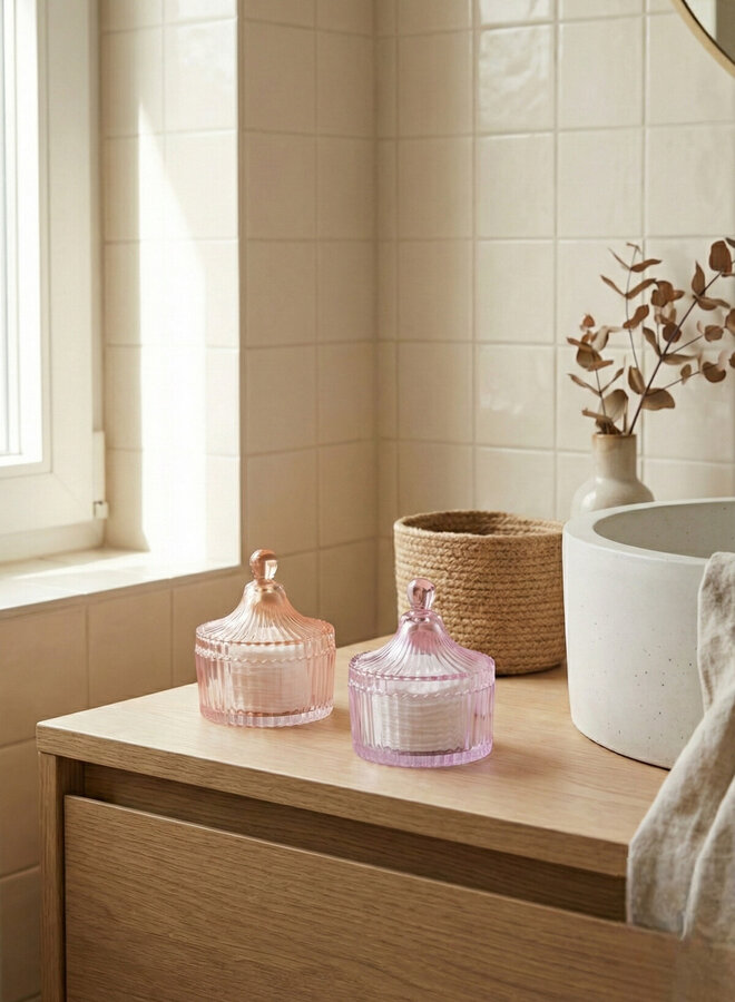 Potje glas roze 11x13cm