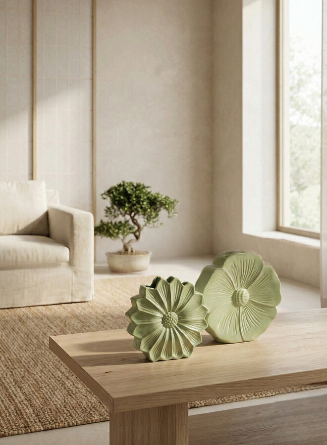 Bloemenvaas madeliefje groen 5x10cm