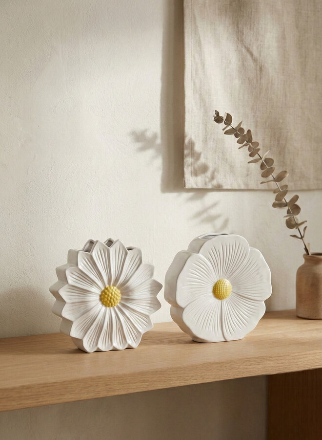 Bloemenvaas madeliefje wit 5x10cm