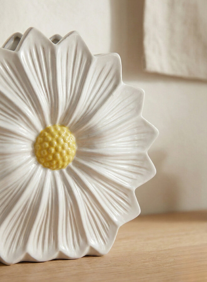 Bloemenvaas madeliefje wit 5x10cm