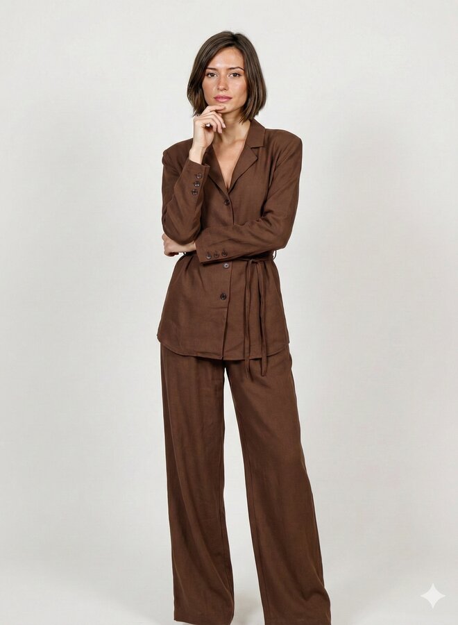Pantalon viscose Chiara chocolade