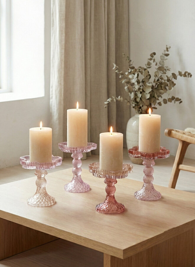 Class kaarsenhouder 12x12 cm roze mix