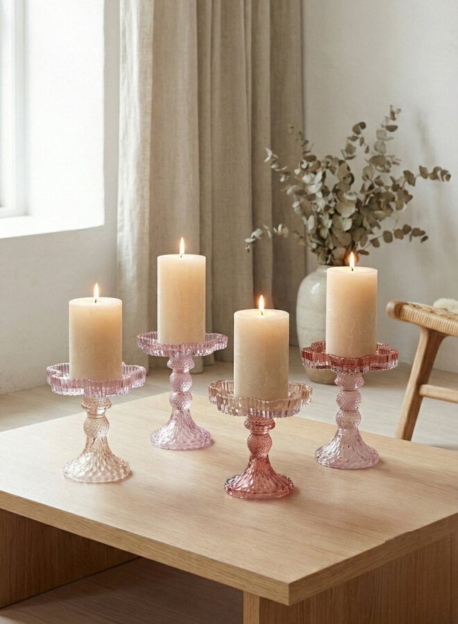 Class kaarsenhouder 12x15 cm roze mix
