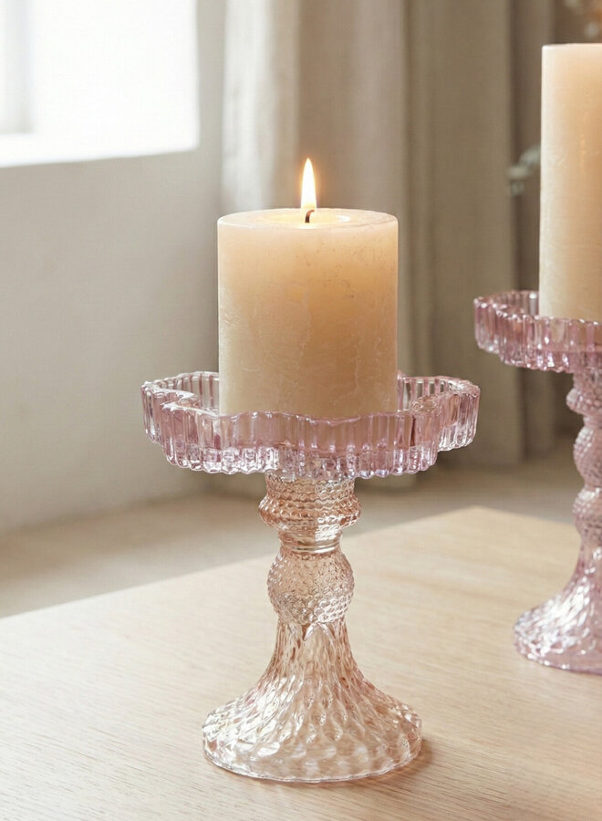 Class kaarsenhouder 12x15 cm roze mix