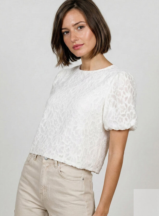 Top bloemenpatroon Eva wit