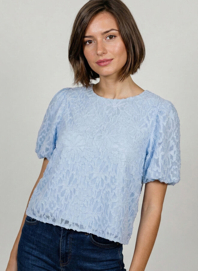 Top bloemenpatroon Eva lichtblauw