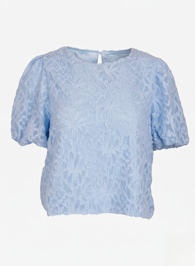Top bloemenpatroon Eva lichtblauw