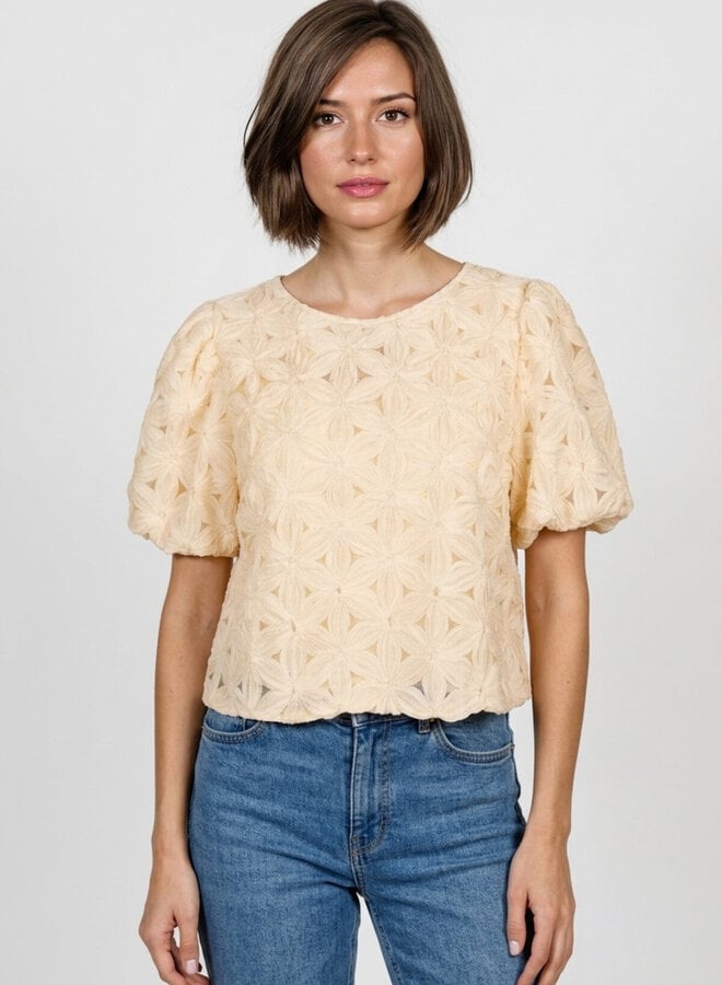 Top bloemenpatroon Zara botergeel