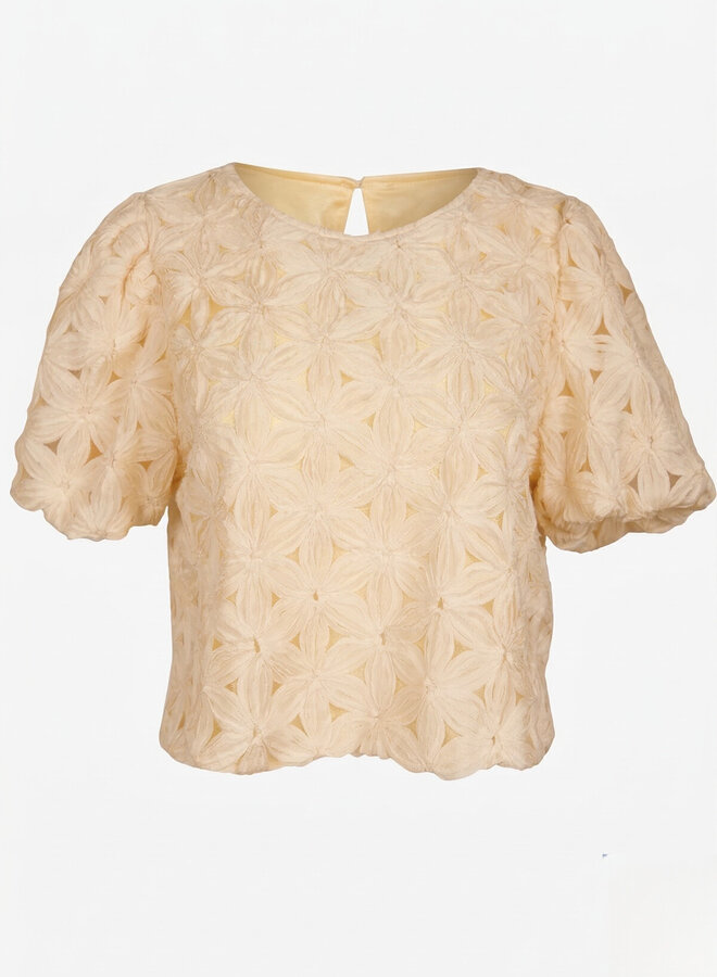 Top bloemenpatroon Zara botergeel