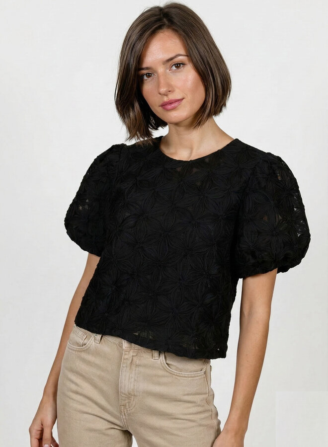 Top bloemenpatroon Zara zwart