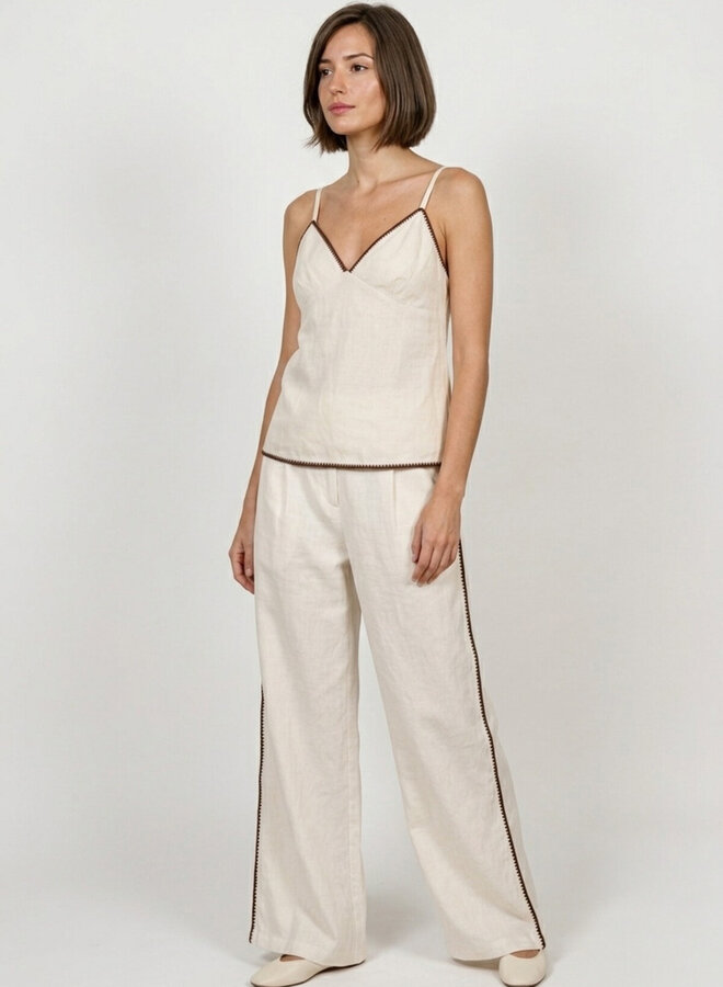 Broek edge wit linnenmix