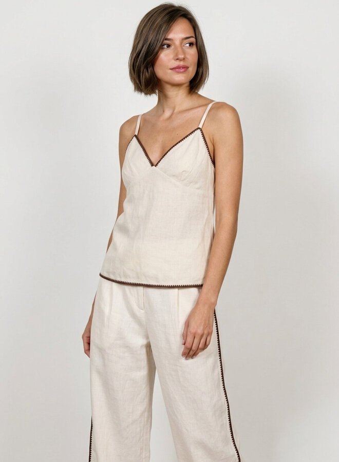 Broek edge wit linnenmix