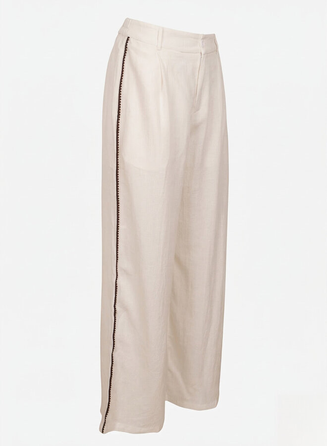 Broek edge wit linnenmix