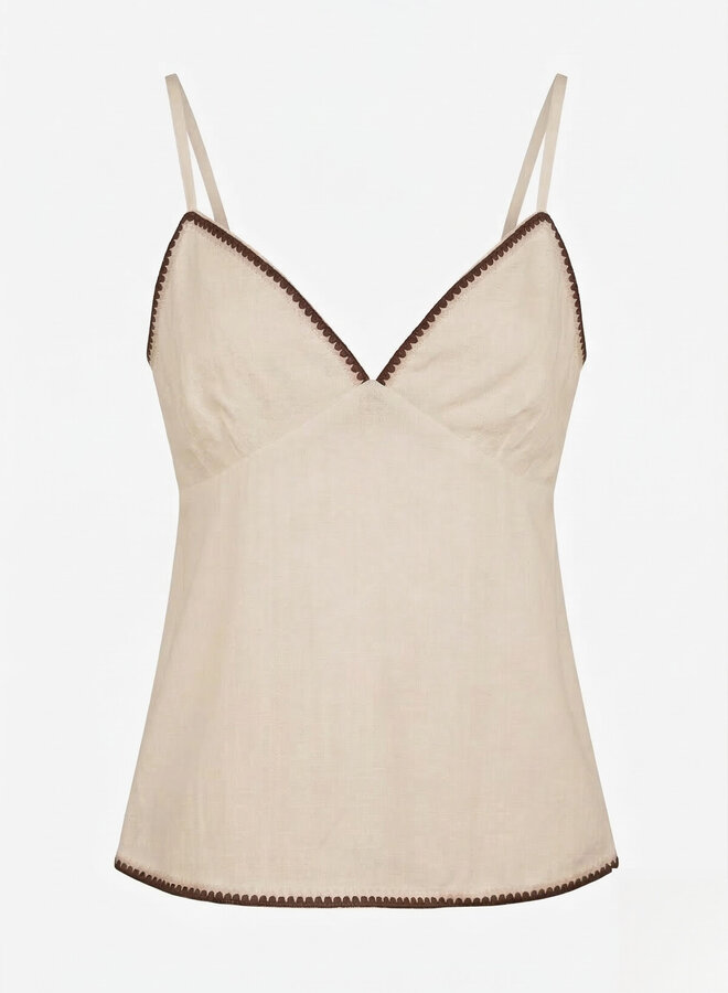 Top edge wit linnenmix