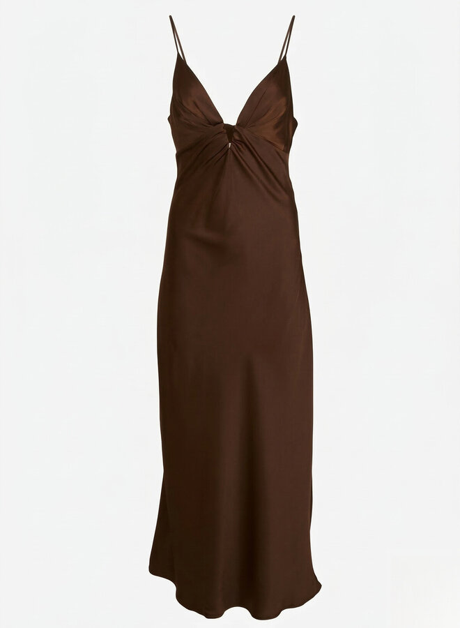 Lange classy jurk koffiebruin