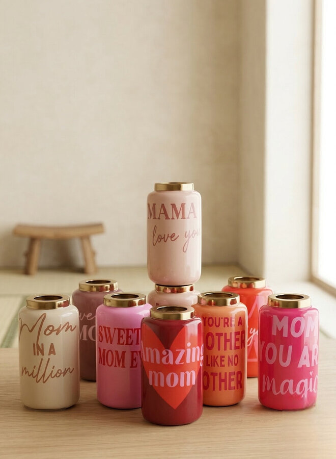 Vaasje moederdag 9x9x16cm