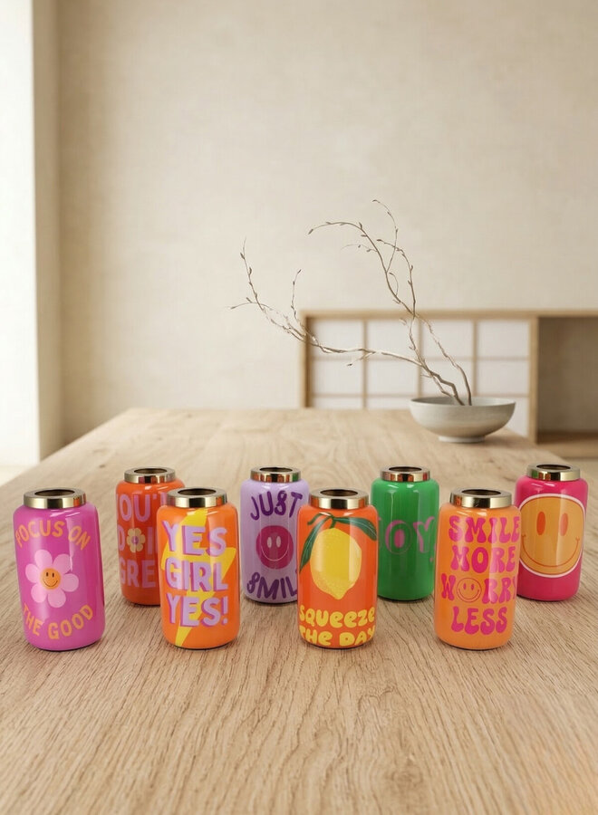 Vaasje positive vibes 9x9x16cm