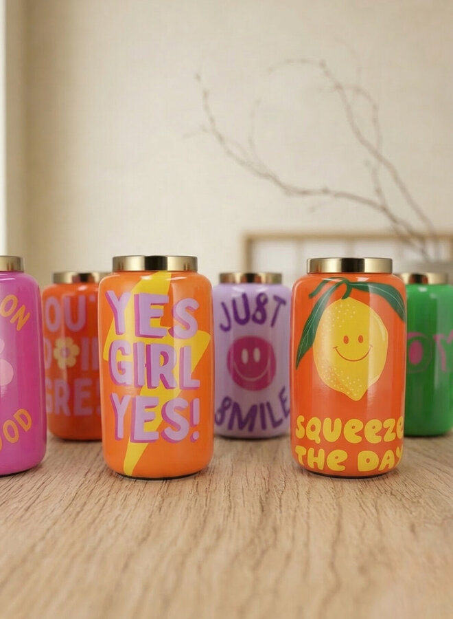 Vaasje positive vibes 9x9x16cm