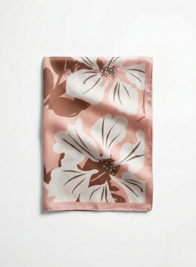 Sjaaltje satijn roze bloemenprint