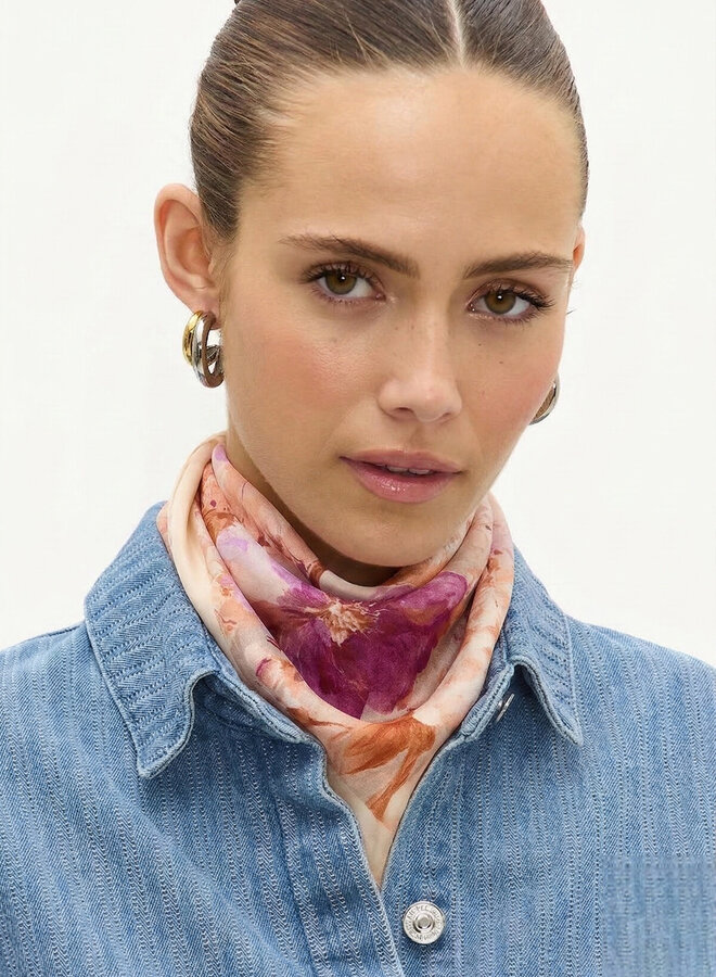 Sjaaltje satijn zomer print roze