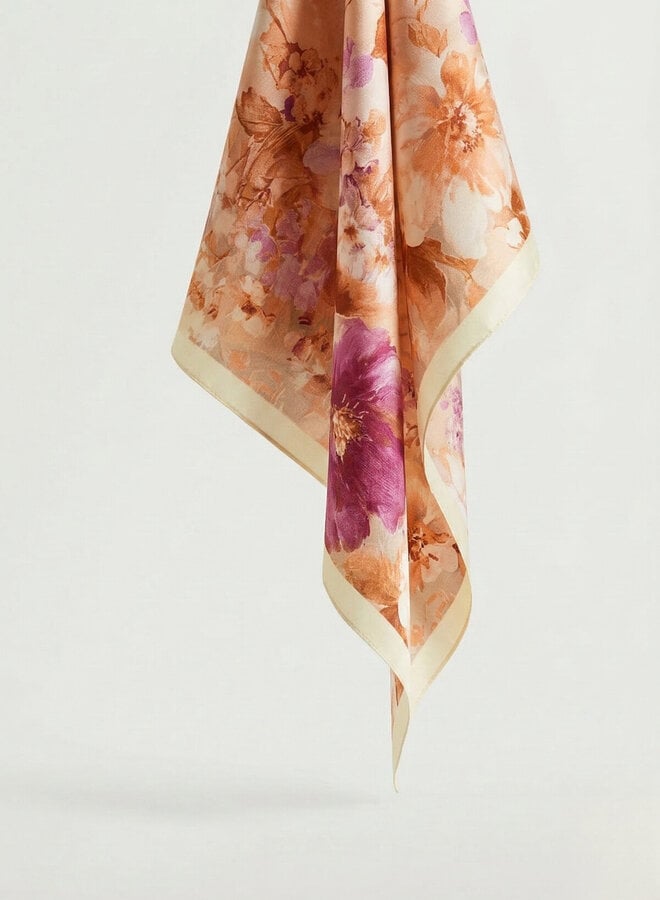 Sjaaltje satijn zomer print roze