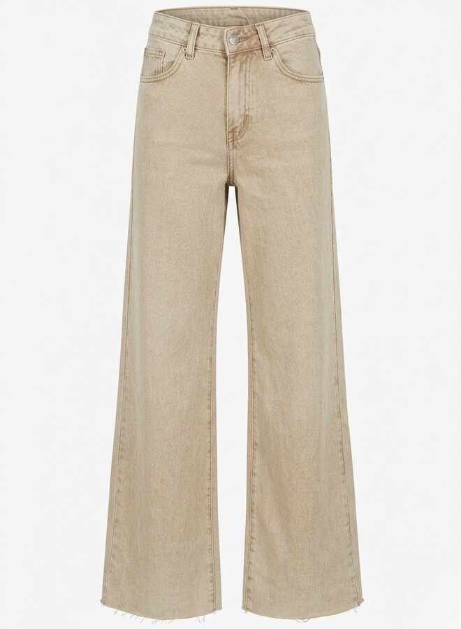 Wide leg jeans extra lang beige