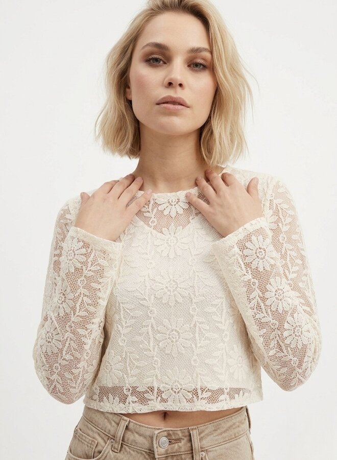 Chique crochet top beige
