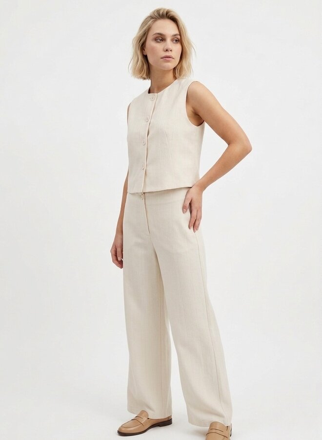 Classy gestreepte pantalon beige