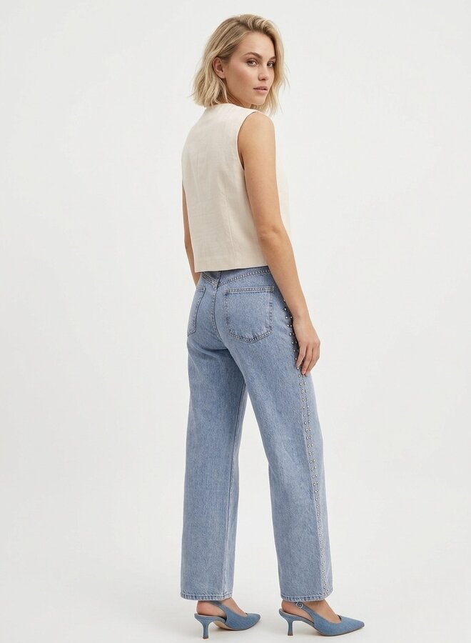 Classy gestreept gilet beige