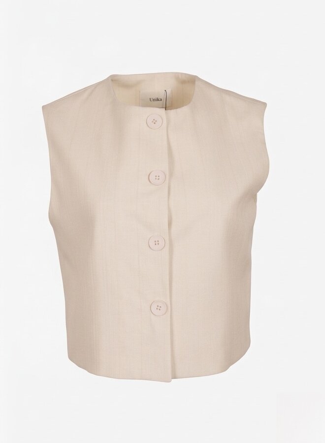 Classy gestreept gilet beige