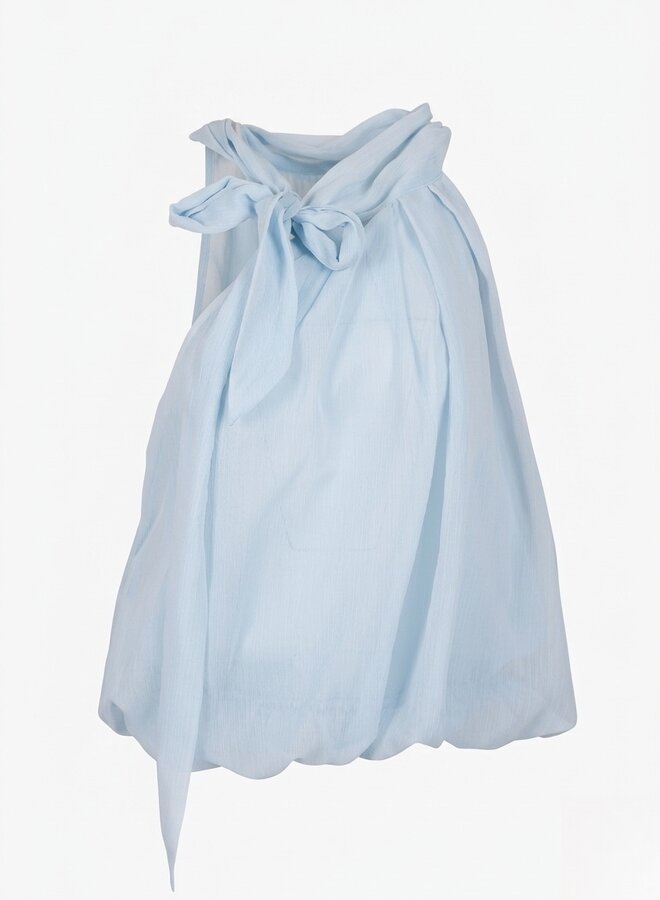 Ballon top met strik blauw