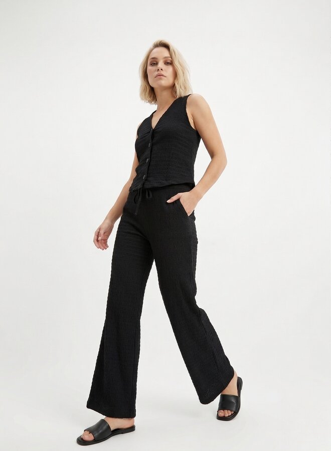 Broek wafelpatroon zwart