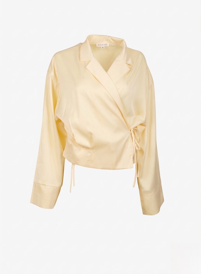 Blouse satin-look botergeel