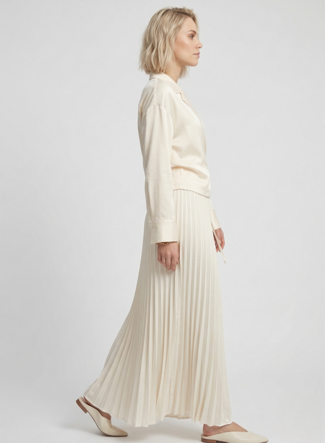 Plissé rok satin look wit