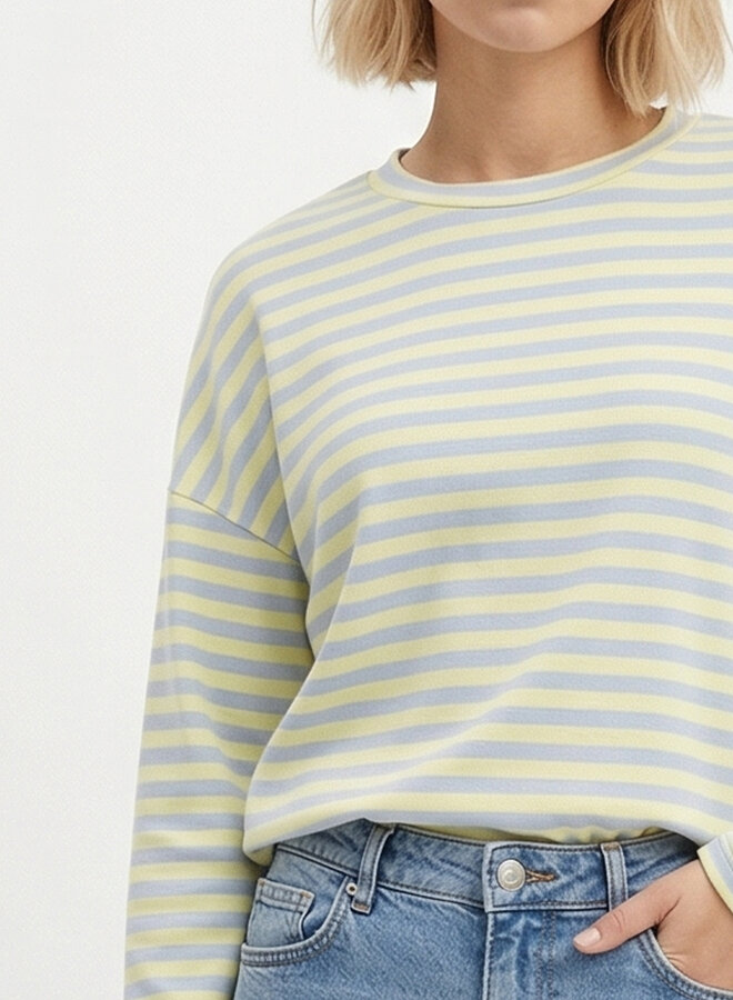 Gestreept shirt blauw met geel