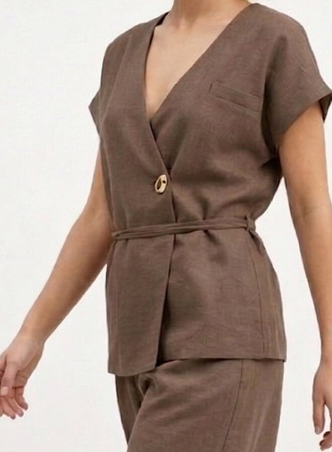 Viscose gilet blouse taupe