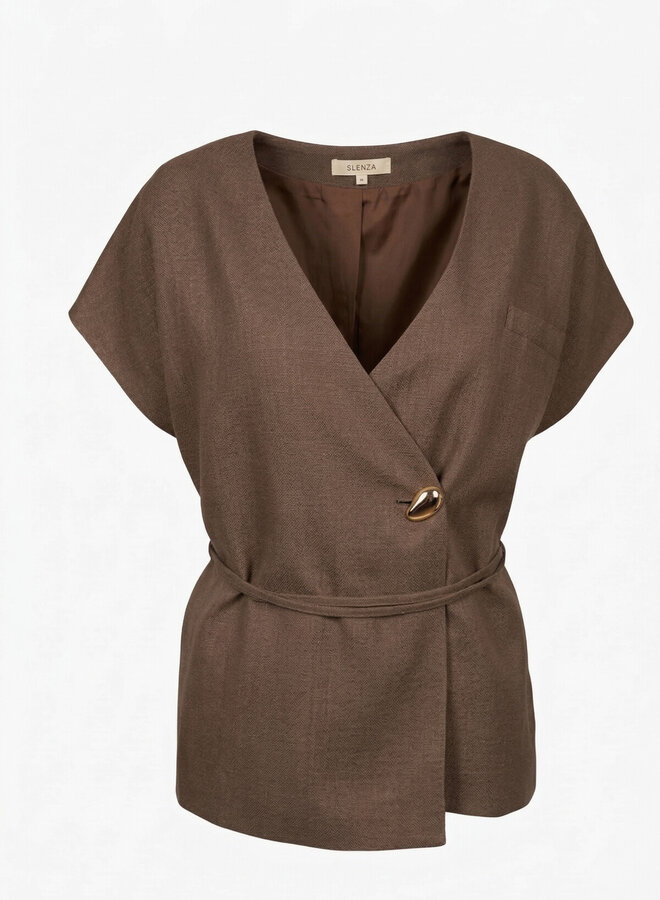 Viscose gilet blouse taupe