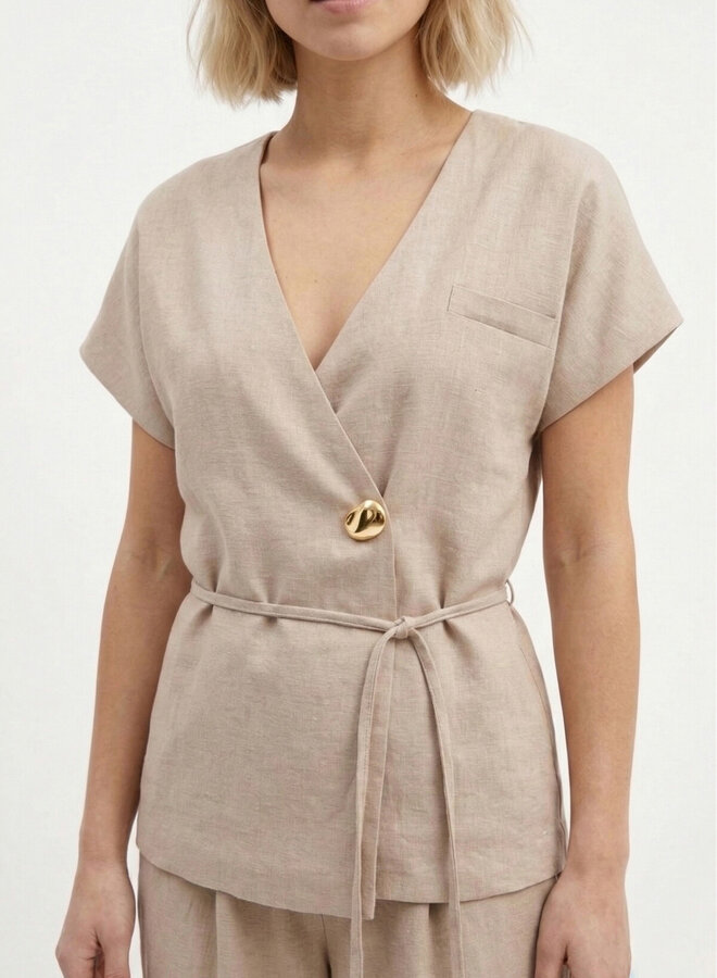 Viscose gilet blouse beige