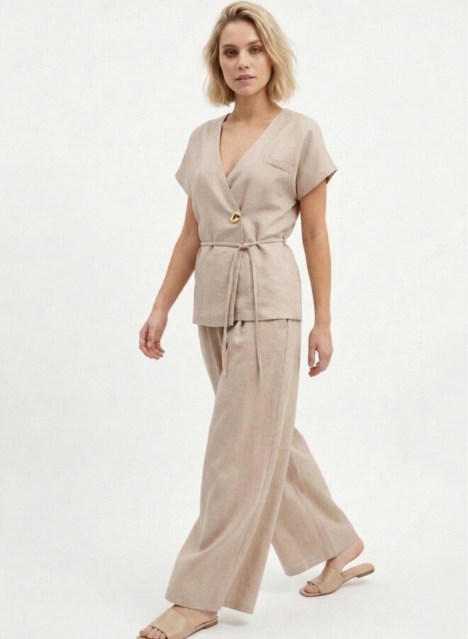 Viscose gilet blouse beige