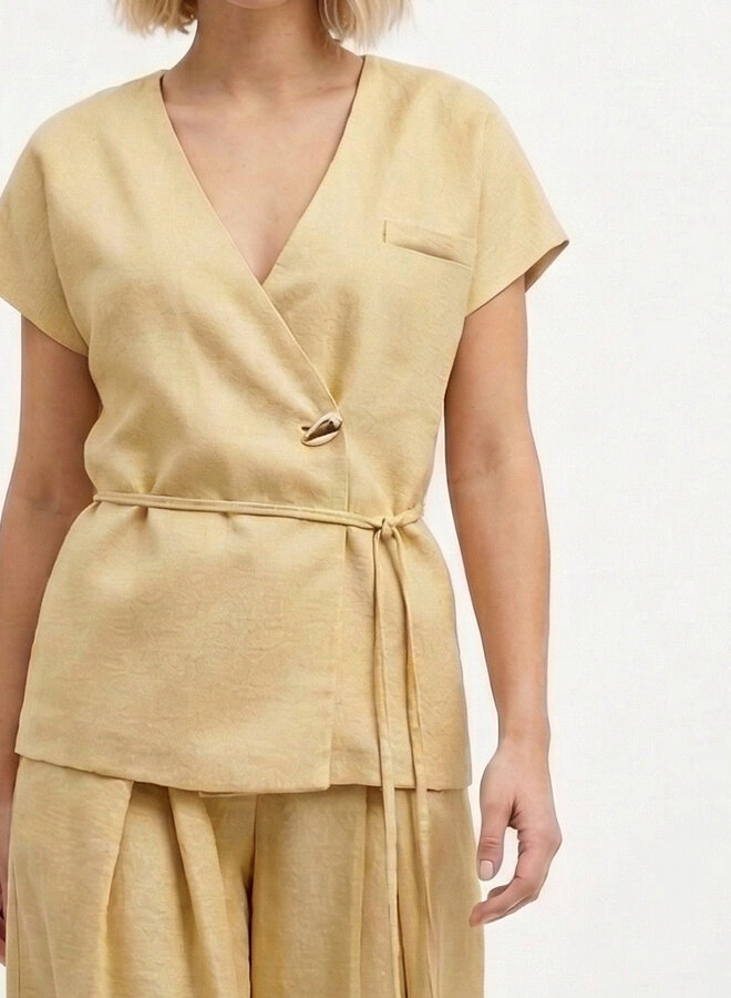 Viscose gilet blouse geel