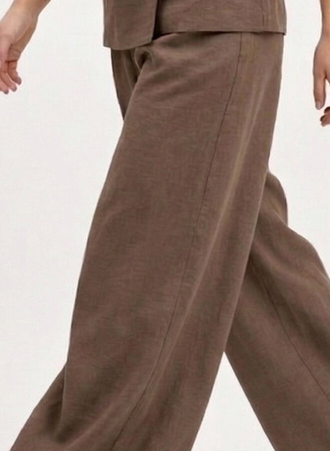 Pantalon viscose wide leg taupe
